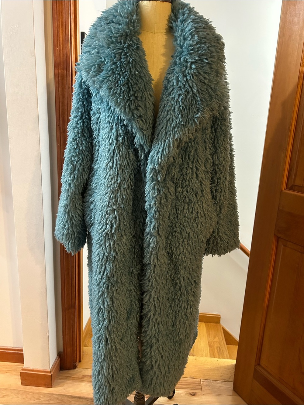 ASOS Turquoise Faux Shearling Teddy Coat